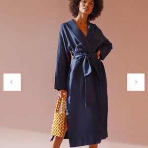 Tanoura Sophia Linen wrap-around robe dress